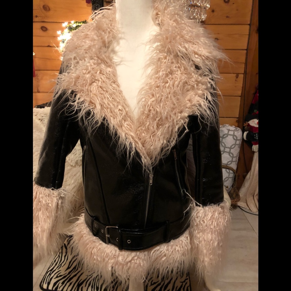 Jacket with Faux Fur Collar and Cuffs